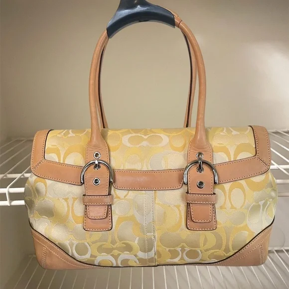 Coach Yellow and Tan Women's Handbag